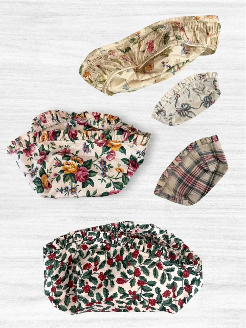 Longaberger Basket Liners Lot of 6 Floral Holly Plaid Country Botanical Ruffle